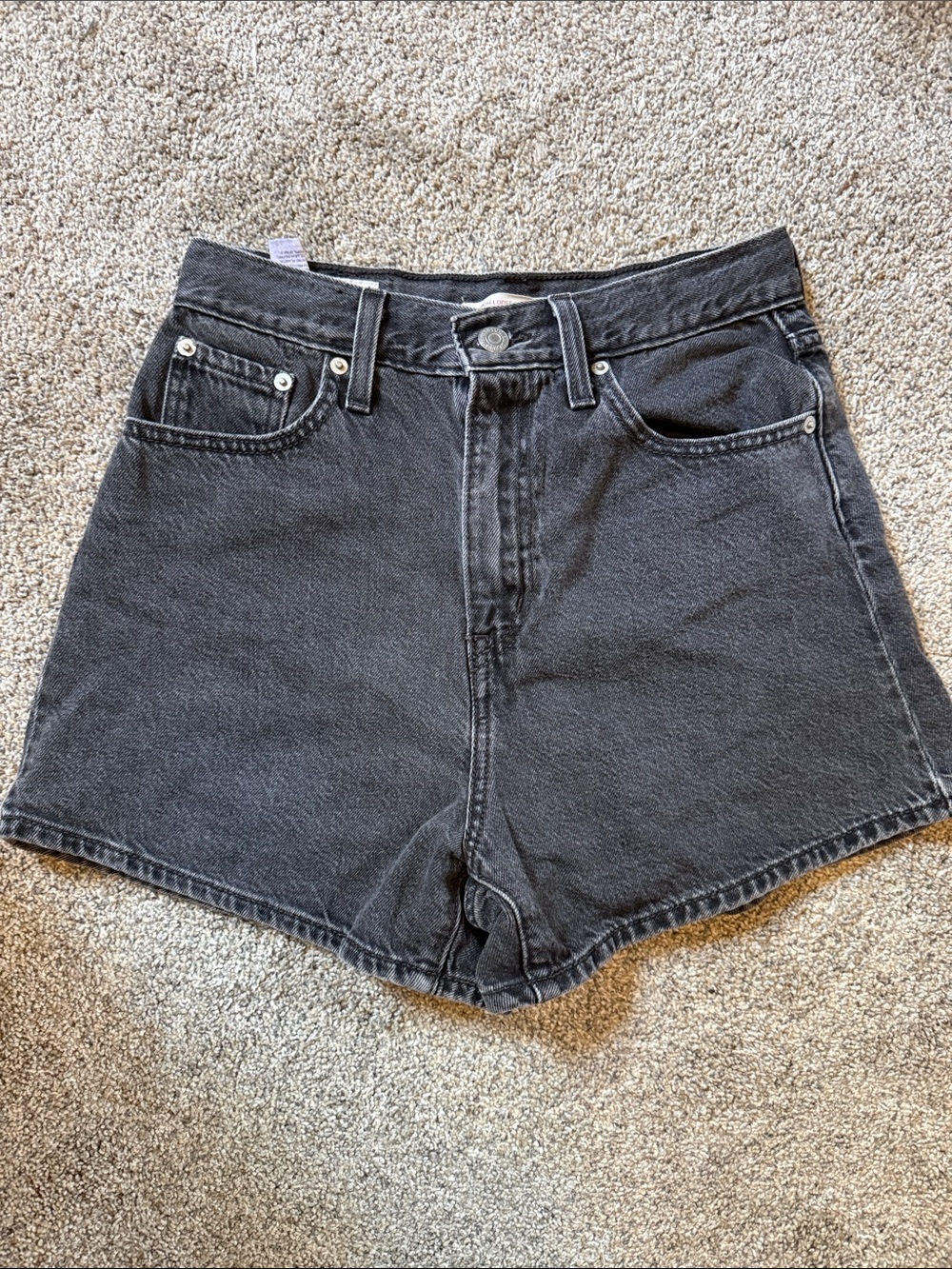 levi’s high loose High-Waist Black Denim Women's Shorts 25